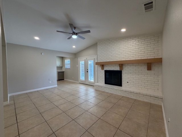 Living room and fireplace